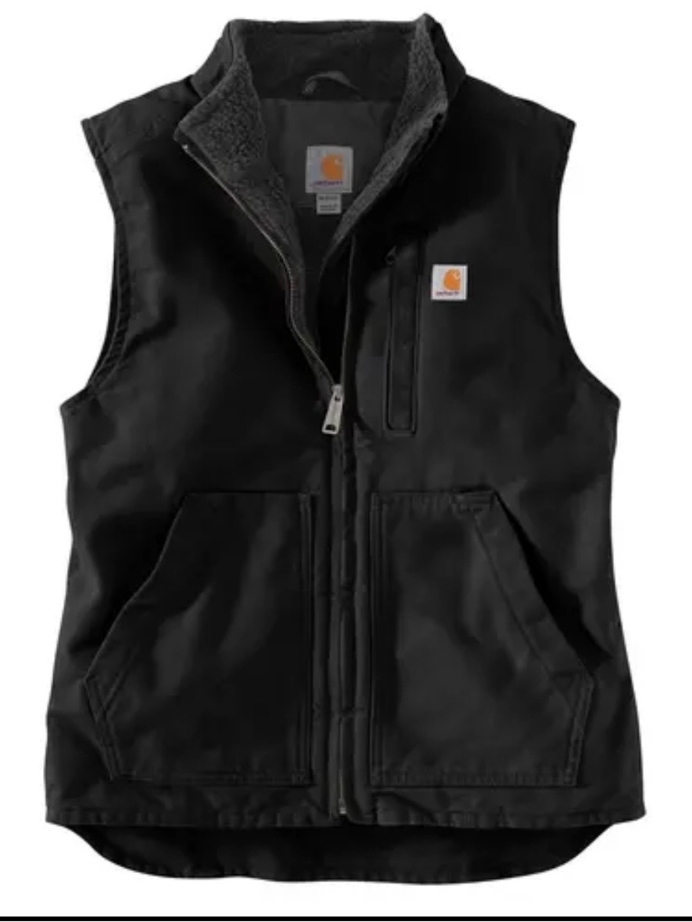 Carhartt Women's Washed Duck Sherpa-Lined Mock Neck Vest Black M 8-10 NWT